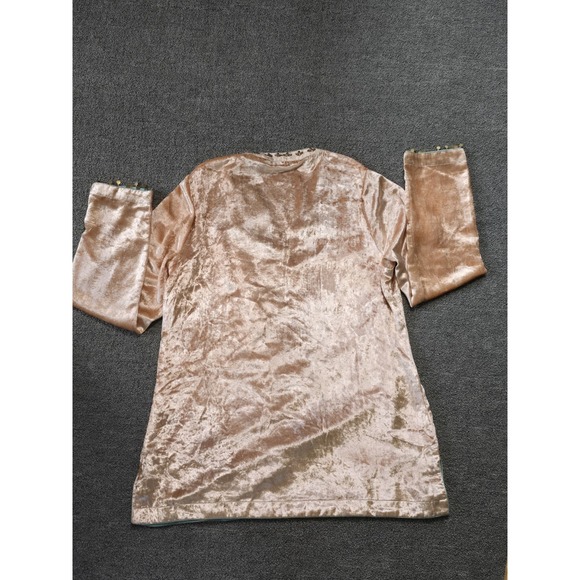Soft Surroundings Peach Crushed Velvet Moroccan Beaded Embellish Tunic Blouse S - Picture 2 of 9